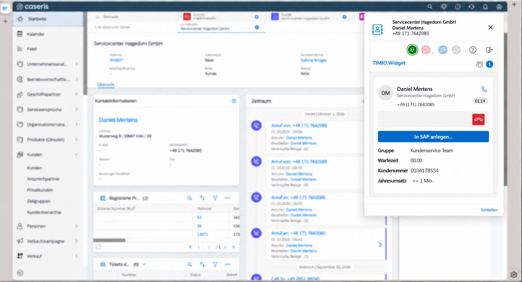 SAP-Arbeitsplatz-mit-TIMIO-Kundenservice-Widget2-blured